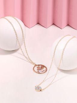 Zaveri Pearls - Set Of 2 MultiColor Enamelled Evil eye Deer Bird Pendant Chains-ZPFK16831