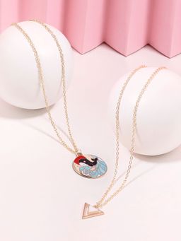 Zaveri Pearls - Set Of 2 MultiColour Enamel Dolphin Triangular Pendant Chains-ZPFK16833