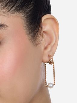 Zaveri Pearls - Gold Tone Pearl Embellished Classy Contemporary Drop Earrings