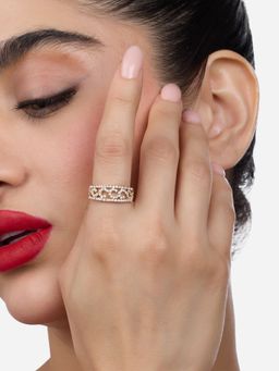 Zaveri Pearls - Gold Tone Cubic Zirconia Contemporary White Adjustable Ring