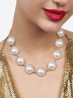 Zaveri Pearls - Gold Tone Statement Pearls Embellished Contemporary Necklace