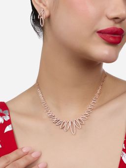 Zaveri Pearls - Rose Gold Tone Cubic Zirconia Bling Jewellery Set