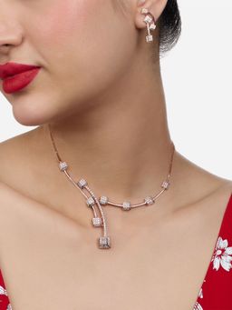 Zaveri Pearls - Rose Gold Tone Cubic Zirconia Bling Jewellery Set
