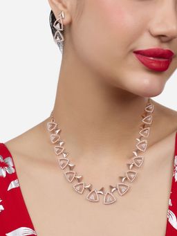 Zaveri Pearls - Rose Gold Tone Cubic Zirconia Bling Jewellery Set