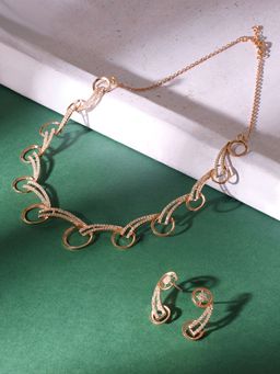 Zaveri Pearls - Rose Gold Tone Cubic Zirconia Bling Jewellery Set