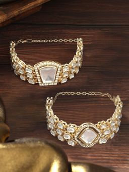 Zaveri Pearls - Pack of 2 Gold Tone Austrian Diamonds Stones Fusion Bracelets