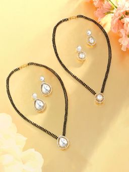 Zaveri Pearls - Gold Tone Austrian Diamonds Mangalsutra Earring Set