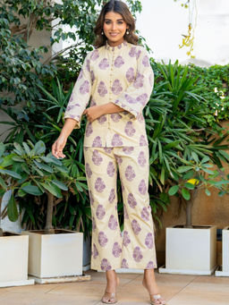 HOUSE OF JAMOTI - Beige Brooke Printed Co-Ord (Set of 2)