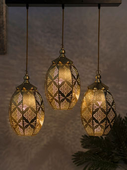 Homesake - Linear Chandelier Oval Moroccan Gold Light