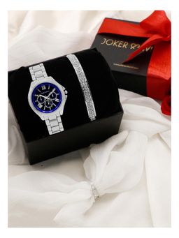 Joker and Witch - Joker & Witch Navy Blue Love Triangle Watch & Bracelet With Ring For Women (Pack of 3) (JWLT36)