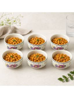 BRINNS - Multicolor Painted Ceramic Serving Bowls Pack of 6 220 ml