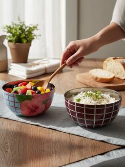 Living With Elan - Letters From India Botanical Stainless Steel Serving Bowls Small Pack of 2