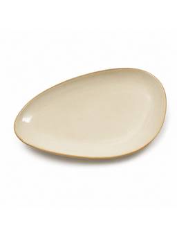 nestcase - Large Ceramic Oval Serving Platter Beige