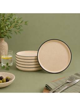 nestcase - Ceramic Dinner Plates Pack of 6 Beige
