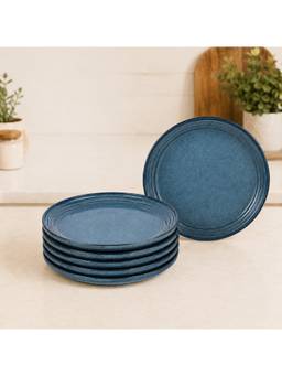 nestcase - Ceramic Dinner Plates Pack of 6 Reactive Glaze Blue