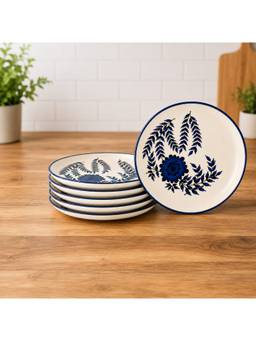 nestcase - Ceramic Dinner Plates Pack of 6 Floral Blue