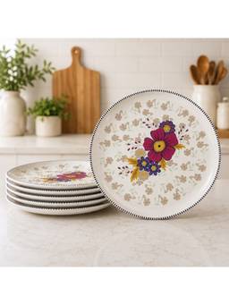 nestcase - Premium Stoneware Floral Ceramic Dinner Plates Pack of 6