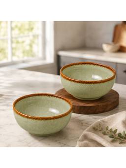 nestcase - Stoneware Serving Bowls Pack of 2 Sage Green