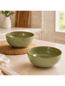nestcase - Ceramic Serving Bowls Pack of 2 Olive Green