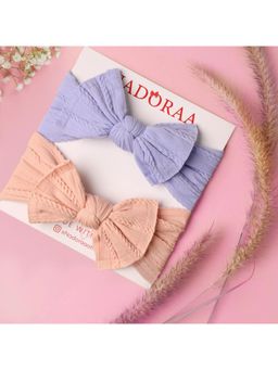 Kicks and Crawl - Peach & Purple Baby Headbands (Pack of 2) (0-6 Months)