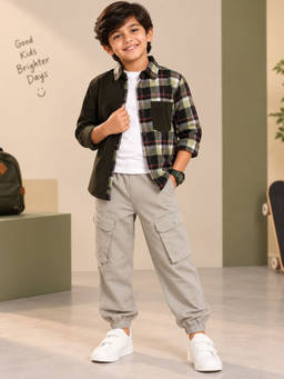 KiddoPanti - Boy's Checks Multicolor Co-Ords