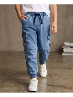 Arias by LARA DUTTA - Boy's Cotton Solid Blue Jeans