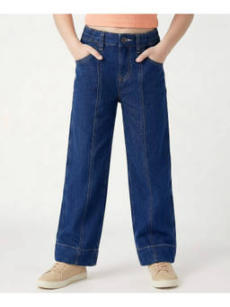 Arias by LARA DUTTA - Girl's Cotton Solid Buttons Blue Jeans