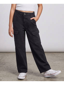 Arias by LARA DUTTA - Girl's Solid Cotton Black Jeans