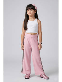 TINY GIRL - Girl's Cotton Solid Pink Trackpant