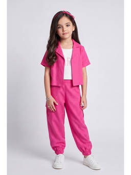 TINY GIRL - Girl's Polyester Typographic Print Co-Ords