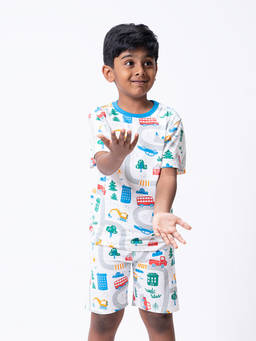 Kauma - Boy's Cotton Printed White Tshirt With Short