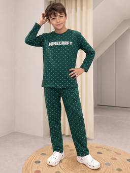 Lil Tomatoes - Boy's Cotton Printed Green Tshirt With Pant