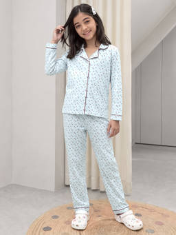 Lil Tomatoes - Girl's Cotton Printed Green Shirt With Pant