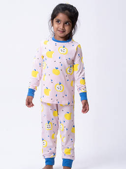 Kauma - Girl's Cotton Printed Beige Tshirt With Pant