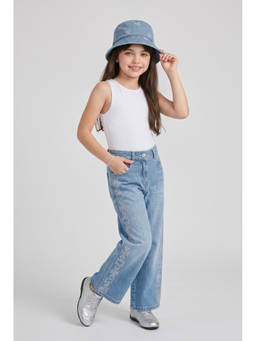 TINY GIRL - Girl's Cotton Blue Solid Jeans