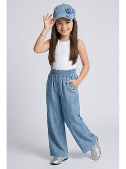 TINY GIRL - Girl Cotton Blue Solid Jeans