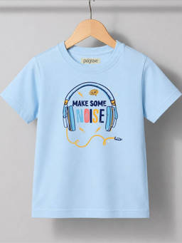 Palgrave - Typographic Print Cotton Blue Tshirt