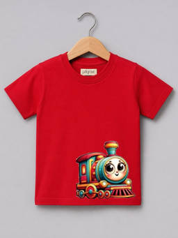 Palgrave - Cotton Half Sleeves Printed Red Tshirt