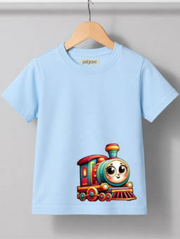 Palgrave - Half Sleeves Cotton Printed Blue Tshirt