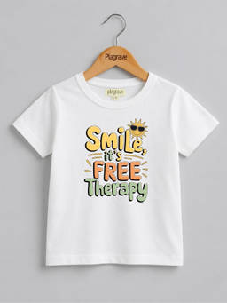 Palgrave - Cotton Half Sleeves Typographic Print White Tshirt