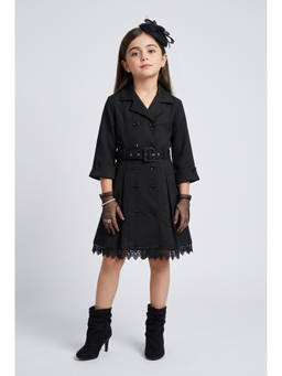 TINY GIRL - Girl's Nylon Solid Black Dress
