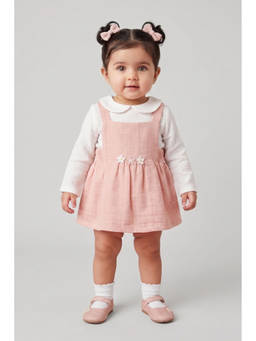 TINY GIRL - Girl's Cotton Stripes Pink Dress