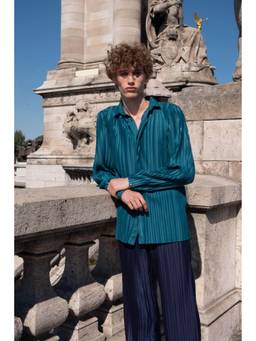 dash and dot - Teal Pleated Teal Shirt