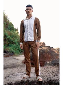 dash and dot - Brown Stitched and Blocked Pant