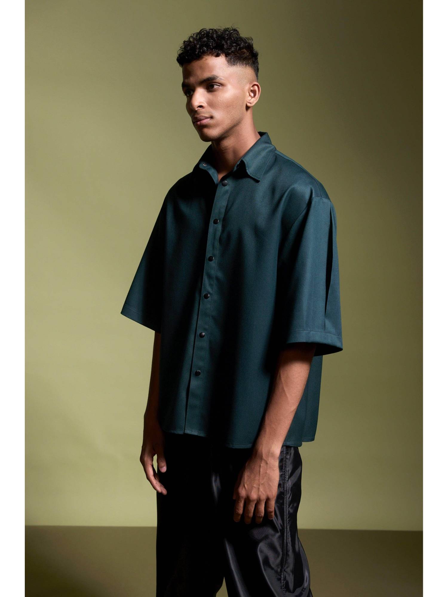 Buy dash and dot Teal Back Box Pleat Shirt (XS) Online