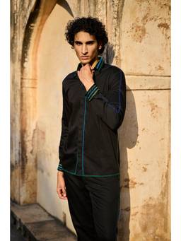 dash and dot - Black Zig Zag Stitch Shirt