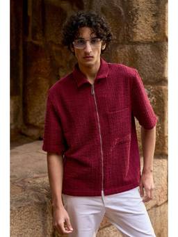 dash and dot - Brick Textured Knit Half Sleeve Shirt