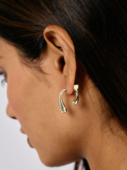 Pipa Bella by Nykaa Fashion - Gold Structured Drop Shape Stud Earrings