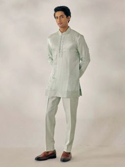 Jatin Malik - Hazy Green Kurta (Set of 2)