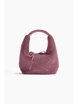 H&M - Women Pink Glittery Hole-Knit Handbag
